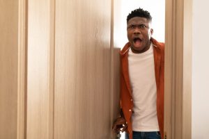 Pullen creatives father shocked shouting man open door short Nigerian father black man 